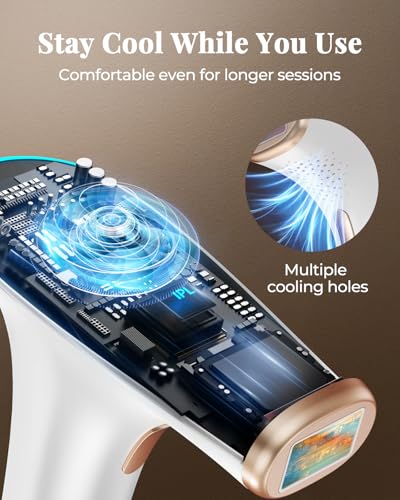 Haarlosy IPL Laser Hair Removal Device for Women and Men 3-in-1 Lazer Hair Remover with 9 Levels Auto Mode 999,900 Flashes for Upper Lips Bikini Line All Body Salon Quality Result at Home, White Gold