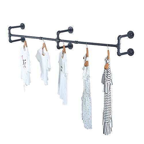 Industrial Pipe Clothing Rack Wall Mounted,Vintage Retail Garment Rack