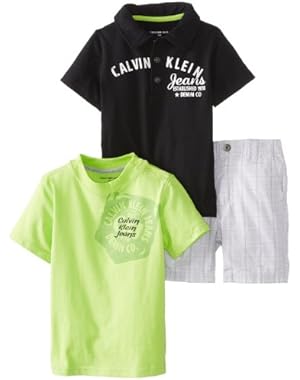 Calvin Klein Baby Boys' Polo Top with Green Tee and Short