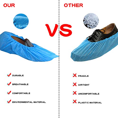 Shoe Covers Disposable Non Slip-100 Pack (50 Pairs) Waterproof Durable Shoe & Boot Covers for Indoor Carpet Floor Protection, Fits All