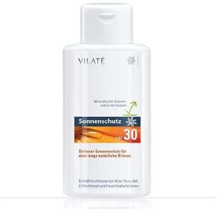 NEU! Vilate Sonnenschutz LSF 30 Hoch! Mit schützendem Aloe-Vera Gel. Inhalt 250 ml