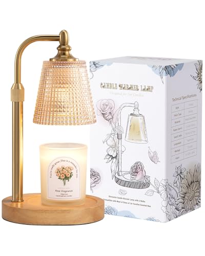 Hong-in Candle Warmer Lamp with Timer Dimmer, Birthday Gifts for Women, House Warming Gifts for New Home, Vintage Room Decor, Adjustable Height Candle Lamp, Wax Warmer for Scented Jar Candles