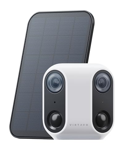 VIRTAVO XM1 Outdoor WiFi Surveillance Camera Solar 1080P Dual Lens, 160° Panoramic without Distortion, Starlight Night Vision, PIR Detection, IP65, for Home and Garden