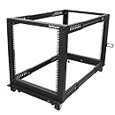 StarTech.com 12U Open Frame Server Rack - 4 Post Adjustable Depth (22" to 40") Network Equipment Rack w/ Casters/ Levelers/ Cable Management (4POSTRACK12U)