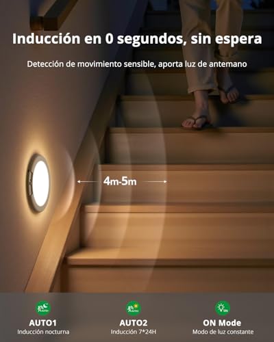 Bojim Lamp without Electricity Motion Sensor for Bathroom Storage Room Up to 85 Days with 6000 mAh, IP44 Ceiling Light Wireless Ceiling Light, Cool Warm Neutral White, 4 Pieces