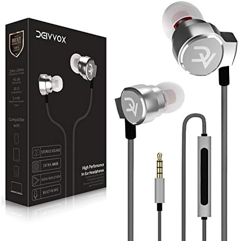 DEIVVOX D0218 Wired Earbuds with Microphone in Ear Headphones – Volume Control Mic – Balanced Sound with Extra Bass – Earphones Noise Isolating – Headset for Cell Phones Samsung Sony LG – Jack 3.5 mm