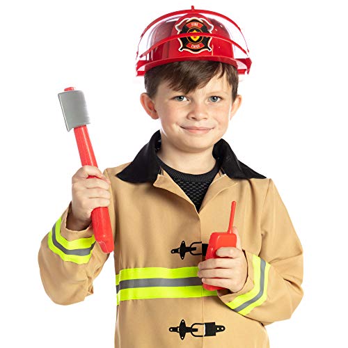 Hauntlook Firefighter Accessory Kit for Kids Costumes, Dress Up & Roleplay - Axe, Helmet