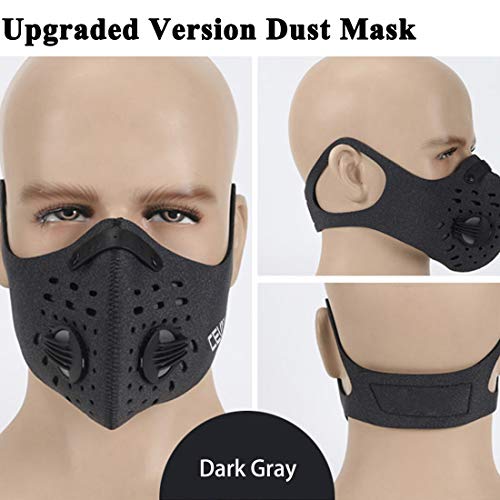 MoHo Dust Mask, Upgrade Activated Carbon Dustproof Mask Windproof Foggy Haze Anti-Dust Mask Motorcycle Bicycle Cycling Ski Half Face Mask for Outdoor Activities