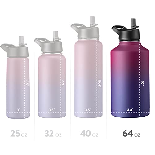 TripleInsulated Stainless Steel Water Bottle with Straw Lid FlipTop