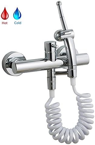 7 Holes Hand-Held Bidet Bathroom Sprayer Kit-Sprayer Shattaf Rinse Toilet Set- with Thumb Pressure Control and Hot & Cold Water Mixing Valve for Personal Hygiene by Prosloom-Chrome