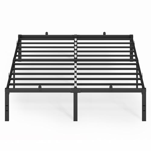 VASAGLE Doppelbettgestell, Bett, 160 x 200 cm, Metallbett, Bettrahmen, Unterbettaufbewahrung, modern, Gästebett, einfacher Aufbau, tintenschwarz RMB15