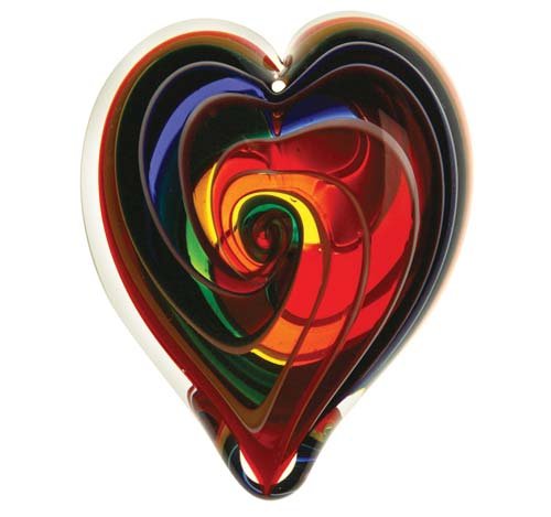 Glass Eye Studio Hand Blown Hearts of Fire Bohemian Glass Paperweight