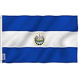 Anley Fly Breeze 3x5 Foot El Salvador Flag - Vivid Color and UV Fade Resistant - Canvas Header and Double Stitched - Salvadoran National Flags Polyester with Brass Grommets 3 X 5 Ft