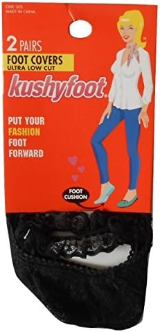 Kushyfoot 2 Pairs Black Lace Ultra Low Cut Cushion Foot Covers