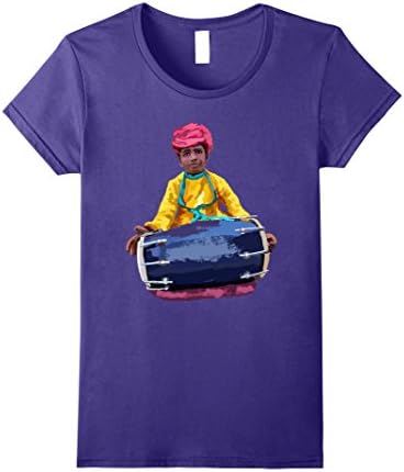 Womens Dholak Music player TShirt Tee Shirt T-Shirt Large Purple