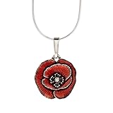 Danforth - Red Poppy Remembrance Snake Chain Necklace - 18 Inch Length