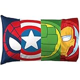 Jay Franco Marvel Super Hero Adventures Double Team 1 Pack Pillowcase - Double-Sided Kids Super Soft Bedding - Features The Avengers (Official Marvel Product)