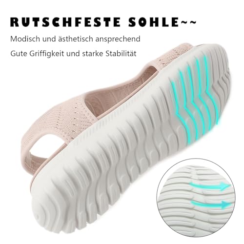 ZDQ Sandalias Mujer Verano Plana Comodas Zapatos, Deportiva Sandalias con Punta Abierta Rosa41