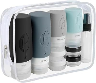 Botellas de Viaje de Silicona, 17 Piezas Reutilizables e Impermeables, contenedor de Botellas de Viaje, loción, para champú, cosméticos, Juego de Viaje sin BPA