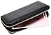 Iswee RFID Blocking Women's Leather Zipper Closure Wristlet Slim Wallet Card Case Purse Clutch (Black)