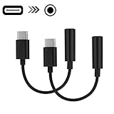 Joseche Type C to 3.5mm Audio Headphone Stereo Adapter Connector, 2 Pcs USB C to 3.5mm Audio Microphone Female Adapter for Moto Z Droid, XPS13, CDLA, Headphone and other Type C Port Devices (Black)