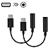 Joseche Type C to 3.5mm Audio Headphone Stereo Adapter Connector, 2 Pcs USB C to 3.5mm Audio Microphone Female Adapter for Moto Z Droid, XPS13, CDLA, Headphone and other Type C Port Devices (Black)