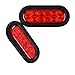 2Pcs 6 Inch Oval led Trailer Tail Lights Red 10 LED Flush Mount w Grommets and Pigtails Plugs Waterproof 12V Sealed Stop Tail Turn Brake Lights Marker Lights Boat Trailer RV Jeep Trucks