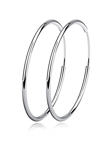 Sterling Silver Circle Endless Hoop Earrings - Jewelry for Women Girls (60 mm)