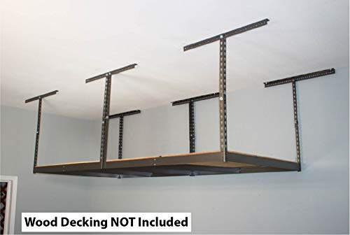 MonsterRax 4x8 Garage Storage Rack Without Decks - Height Adjustable Steel Overhead Storage Rack Fra - //coolthings.us