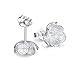 Precious Time Jewelry Jasmine Flower 925 Sterling Silver Stud Earrings for Women (White)