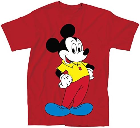Disney Mickey Mouse 80's Retro Men's Adult Graphic Tee T-Shirt (XXX-Large, Red)