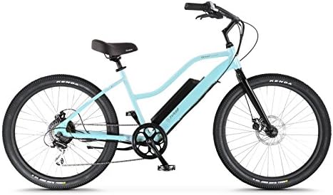 Juiced Bikes OceanCurrent Electric Beach Cruiser Bicycle (Sea Foam - StepThru, Extended Range 12.8 Ah)