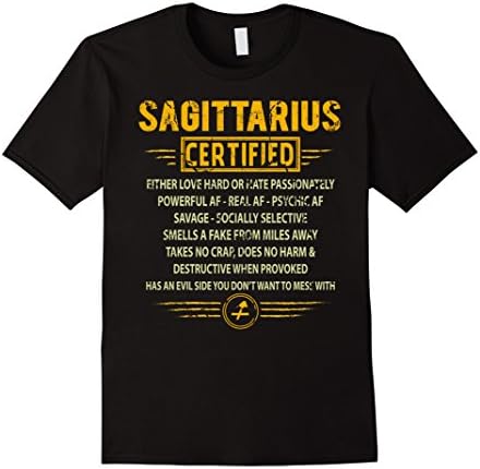 Mens Sagittarius Certified T-Shirt Large Black