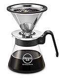 Osaka, Pour Over Coffee Dripper Starter Set, Color Series – Full Brewing Kit For Pourover Coffee Maker Lovers; Carafe, Filter, Measuring Spoon And Drip Tray - 4 Cup (20oz./600ml) Capacity (Black)
