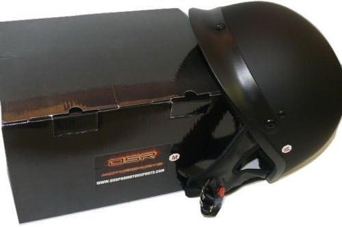 Shorty Helmet Matte Black Flat DOT Approved Adult Motorcycle Half Helmet (Adult-Large)