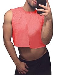 Karlywindow Men's Cropped Tank Top Solid Basic