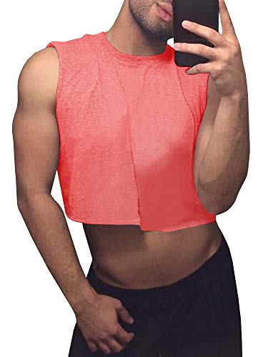 Karlywindow Men's Cropped Tank Top Solid Basic