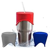 Silicone Sippy Cup Lids, Reusable Silicone Tumbler Cover Lid Stretches over Cups and Jars, Red,Navy,Gray by ModFamily Products that Simplify Life