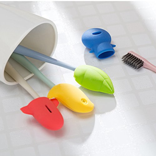 4 Pcs Silicone Toothbrush Holder Covers, Great Protective Case for Home, Travel, Outdoor & Camping - Hygienic and Anti-bacterial, 4 Styles