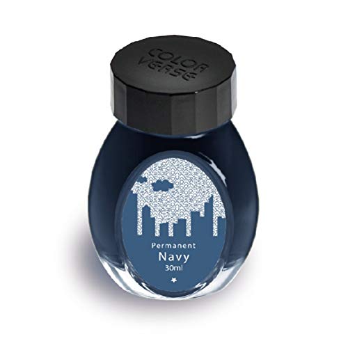 Colorverse Office Series Permanent Navy Fountain Pen Waterproof Ink 30ml Classic Bottle Pigment Based Nontoxic Suitable For All Fountain Pen, For Everyday Document Writing in Office, Signature Ink