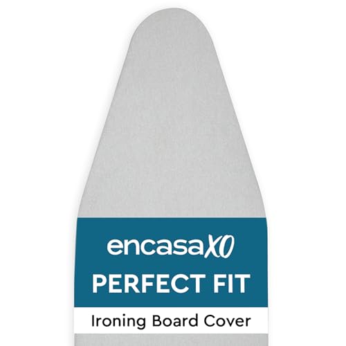Encasa XO Ironing Board Covers and Pad135x45 cm - Metallised 'Silver Super Luxury' with Foam & Felt Pad, Fits X-Large Iron Boards - Heat Reflective, Scorch Resistant, Bungee Elasticated, 3 Fasteners