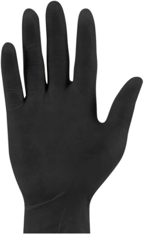 Nitrile Gloves 100PC, Disposable Frosted Non-Slip Gloves Exam Gloves Latex-Free, Powder-Free Glove for Cleaning, Mechanics, Automotive, Industrial, Food Handling or Medical Applications, Black (L)