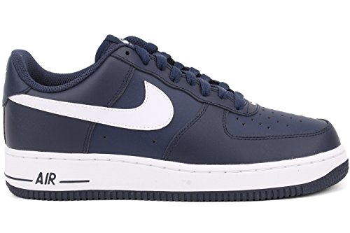 navy blue and white air force ones