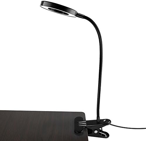 Akaho Book Light, Dimmable LED Reading lights, Flexible Gooseneck Eye-Care 2 Color Temperature Table Lamp, Portable Clip on Light Suitable for Bed, Office, Desk and Computers (Black)