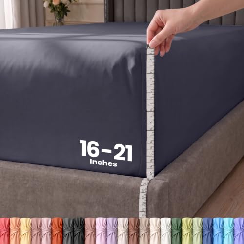 Utopia Bedding Hoeslaken, queensize, extra ruime hoekhoogte van 53 cm, zachte microvezel, krimp- en vervagingsbestendig, onderhoudsvriendelijk, alleen 1 hoeslaken (beige) (Amerikaanse maat)