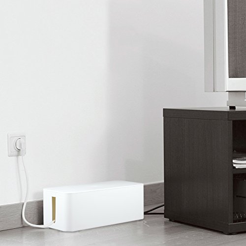 [Set of Two] Cable Management Box Cord Organizer, Large Storage Holder for Desk, TV, Computer, USB Hub, System to Cover and Hide & Power Strips & Cords - 16'' x 6.2" x 5.4" and 13" x 5.3" x 5" (White) - Thumbnail 6