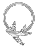 Sparrow Captive Ring 20g-18g-16g-14g Cartilage Earring-Steel CBR-Swallow Nipple Ring-Bird Helix Earring
