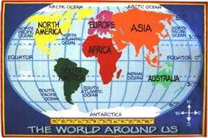 Kids World Map Rug 5'3" x 7'6"