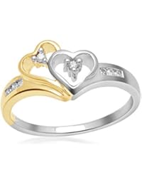 14K Yellow Gold and White Gold Diamond Heart Ring (1/10 cttw)