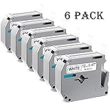 6-Pack Replace Brother Ptouch M231 Label Tape 12mm 0.47in Black on White Tape M-231 M-k231 M-k231s Label Cartridge Compatible Brother P-Touch Label Maker PTM95 PT 65 70 85 90 M95 70BM 45M 55BM 55S